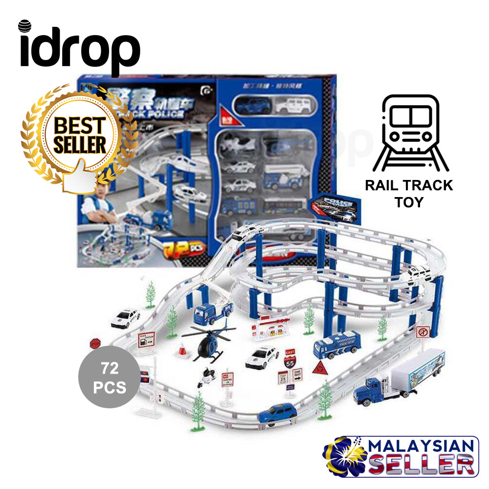 idrop 72 Pcs Rail Track Toy Building Block Policeman Set For Kids Chil