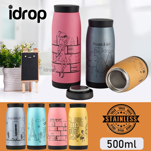 idrop [ 500ml ] Stainless Steel Portable Travel Thermal Water Bottle