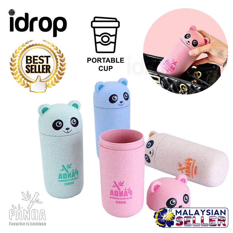 idrop 300 ml Portable Wheat Straw Panda Cute Cartoon Drinking Cup