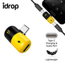 idrop 2 in 1 Dual USB Type C Splitter Adapter Phone Charger Audio Headphone Music
