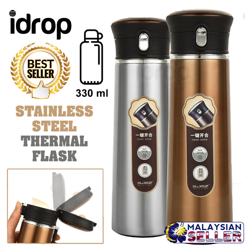 idrop 330 ml Easy Pour Stainless Steel Vacuum Thermal Flask