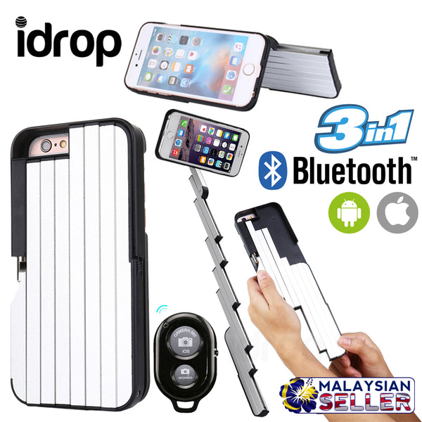 idrop 3 in 1 Extendable Protective Smartphone Case, Selfie Stick & Phone Stand for Apple iPhone