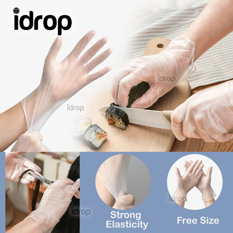 idrop 100pcs Kitchen Tools Transparent Disposable Plastic Gloves for Cooking Cleaning and Food Handling Durable and Environmental Protection