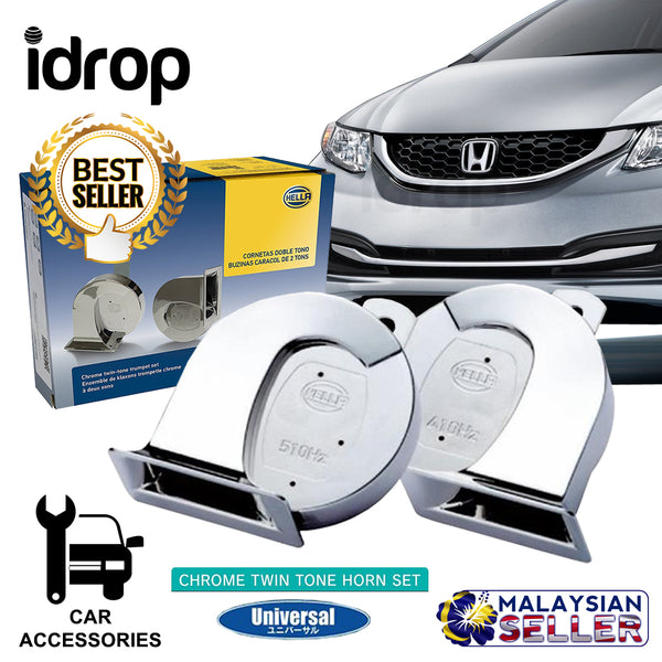 idrop HELLA - Chrome Twin Tone 12V Style Range Car Vehicle Horn Set