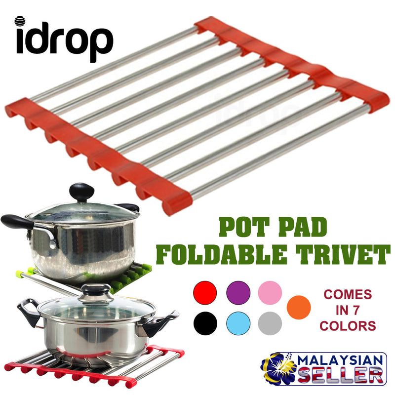 idrop Stainless Steel and Silicone Foldable Trivet Pot Pad