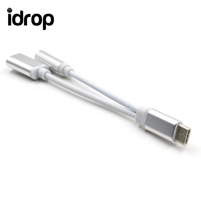 idrop 2 in 1 USB Type C to 3.5mm Microphone Headphone Adapter Audio Charging Cable Type C
