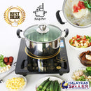 idrop 22cm Non-Stick Double Ear Soup Pot with Glass Lid for Kitchen Cookware