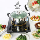 idrop 22cm Non-Stick Double Ear Soup Pot with Glass Lid for Kitchen Cookware