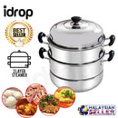 idrop Multi-Function 2 Layer 28cm/32cm/36cm Thicken Steel Steamer Boilers Pot  for Kitchen Tools