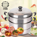 idrop Multi-Function 2 Layer 28cm/32cm/36cm Thicken Steel Steamer Boilers Pot  for Kitchen Tools