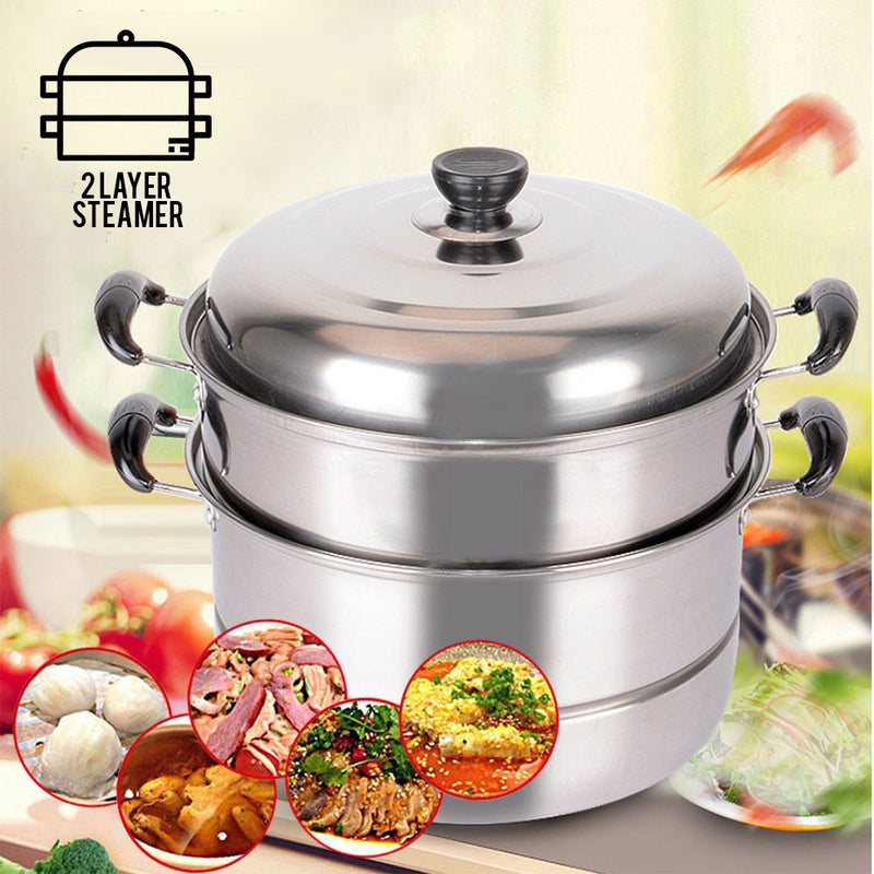 idrop Multi-Function 2 Layer 28cm/32cm/36cm Thicken Steel Steamer Boilers Pot  for Kitchen Tools