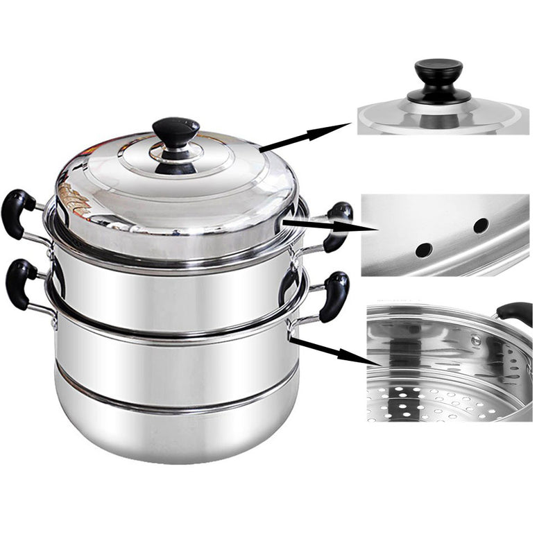 idrop Multi-Function 2 Layer 28cm/32cm/36cm Thicken Steel Steamer Boilers Pot  for Kitchen Tools