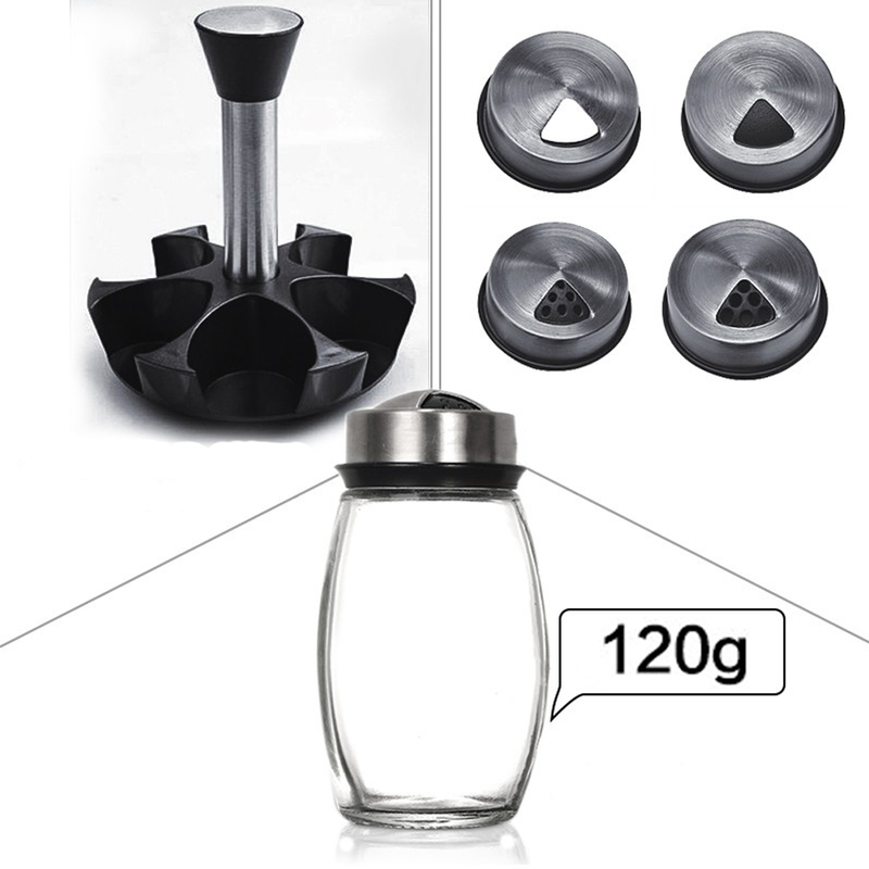 idrop 6 in 1 Kitchen Seasoning Storage Jar Set For Salt Sugar Pepper Spices