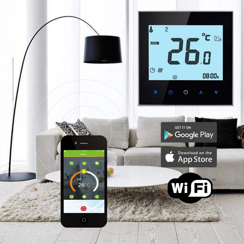 idrop iOS Android Phone Control Digital LCD Display Heating System for Electric Floor