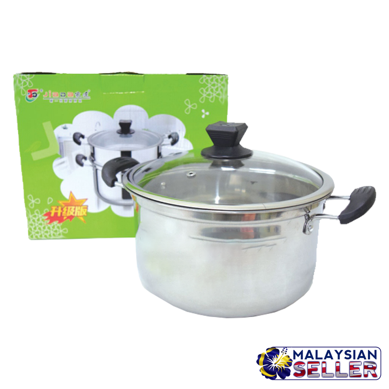 idrop 24 cm Double Ear Single Handle Stainless Steel Stock Pot