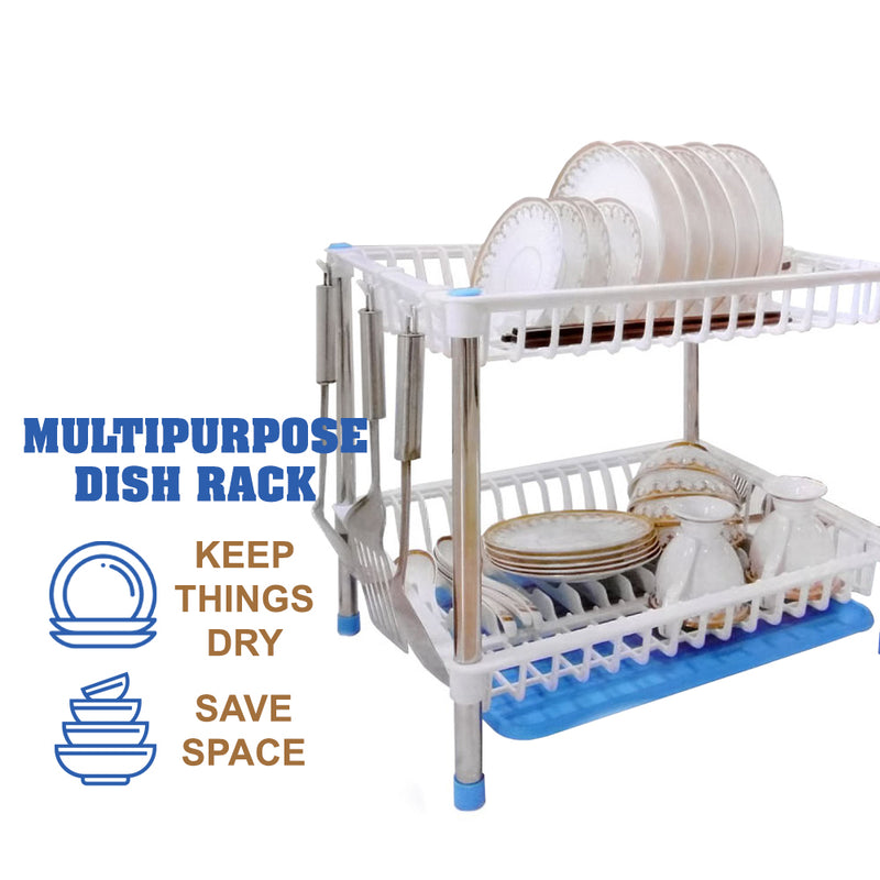idrop Multifunction Double Deck Kitchen Draining Rack Shelf Plates Holder