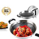 idrop [ 34CM ] SUS304 Stainless Steel Cooking Wok With Lid Cover / Kuali Memasak Bersama Penutup / 底印304不锈钢炒锅(组合可立盖)(SAMPINLAIS)鸿运驰新