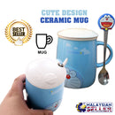 idrop 400 ml Cute Design Ceramic Cup with Lid Cover and Handle