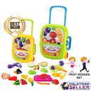 idrop Cutting Fruit Vegetable Veggies Toys Pretend Play Toy Set With Trolley For Kids Children