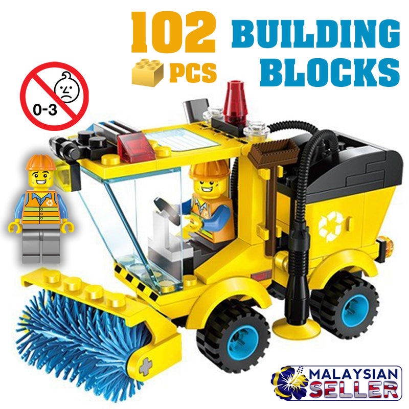 idrop ENLIGHTEN - 102 Pcs Cleaning Trolley Street Sweeper Building Block Brick Compatible with Lego [ 1101