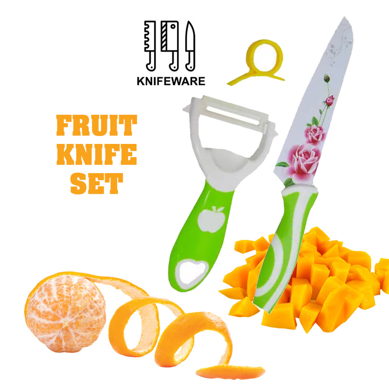 idrop 1 Set 3 Pcs Ceramic Fruit Knife Peeler and Orange Opener