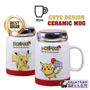 idrop POKEMON - 500 ml Cute Design Ceramic Cup with Stainless Steel Lid Cover and Handle