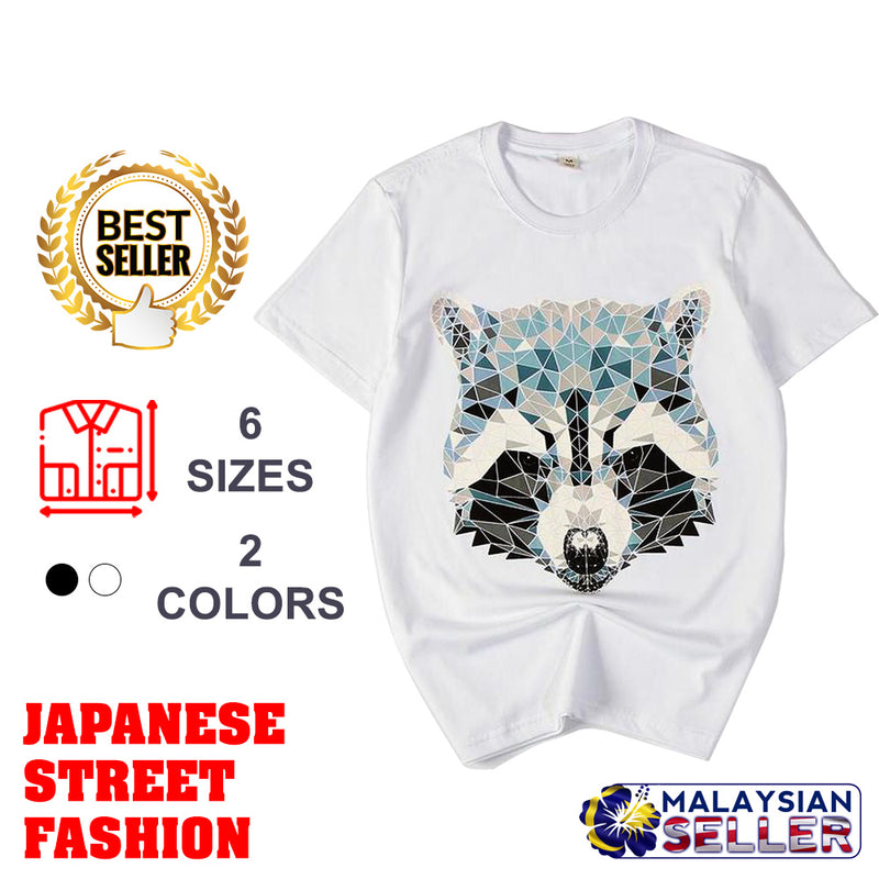 idrop TOLLO - Geometrical Tanuki Raccoon Painted Sukajan T-Shirt Japanese Street Fashion