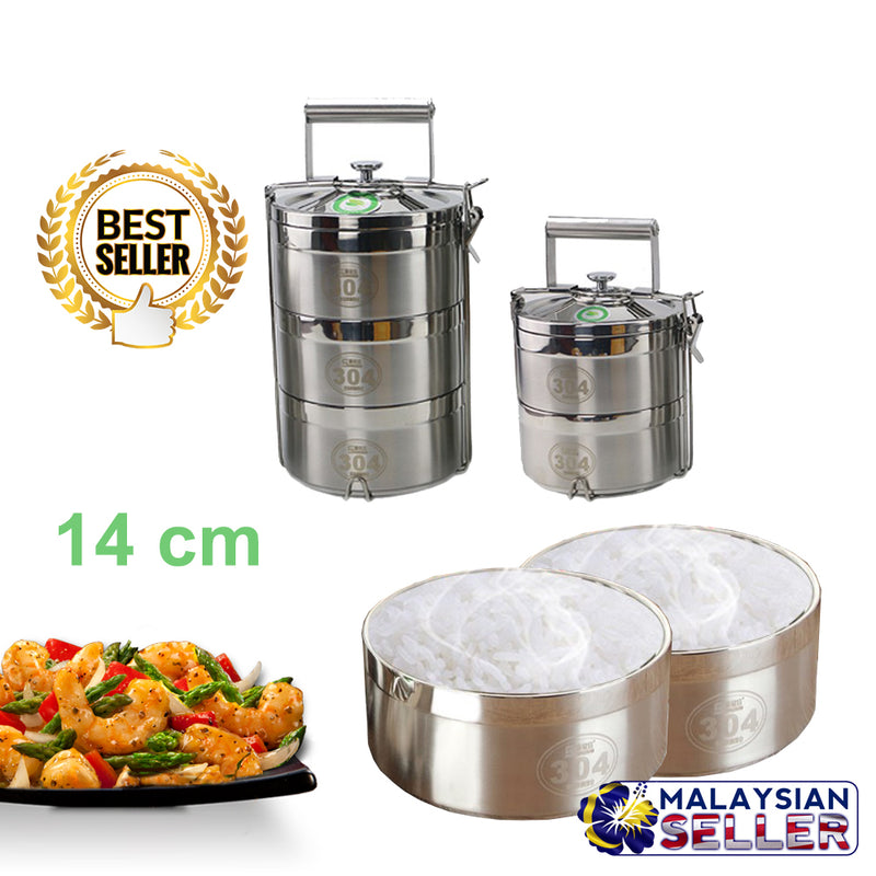 idrop 14 cm 2 Layer 3 Layer Stainless Steel Heat Insulation Lunchbox