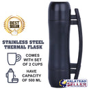 idrop 500 ml Stainless Steel Double Cup Big Handle Vacuum Thermal Flask