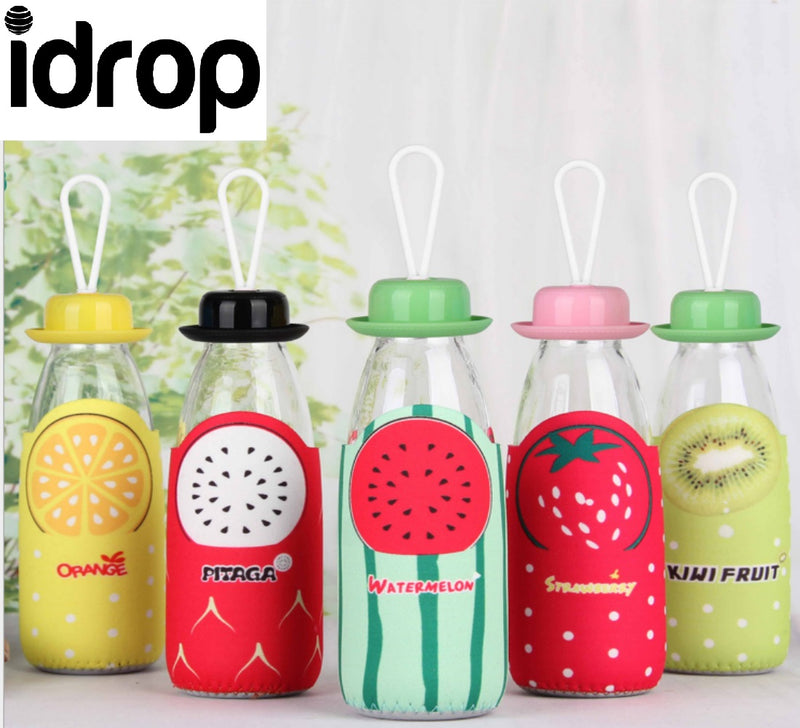 Idrop 300ml Portable Cutie Cartooon Glass Bottle [Send by randomly design]
