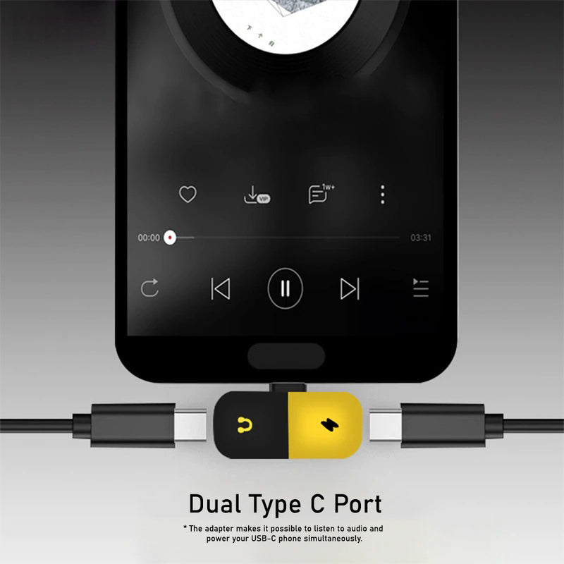idrop 2 in 1 Dual USB Type C Splitter Adapter Phone Charger Audio Headphone Music