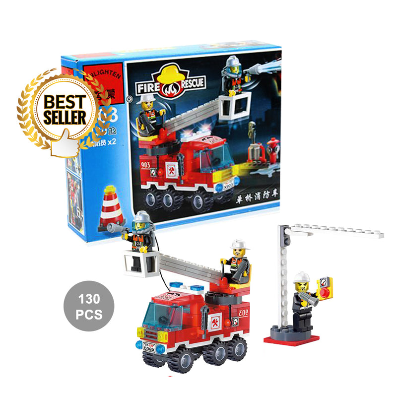 idrop 130 Pcs Fireman Fire Rescue Colorful Creative Building Block Toy Set For Kids Children