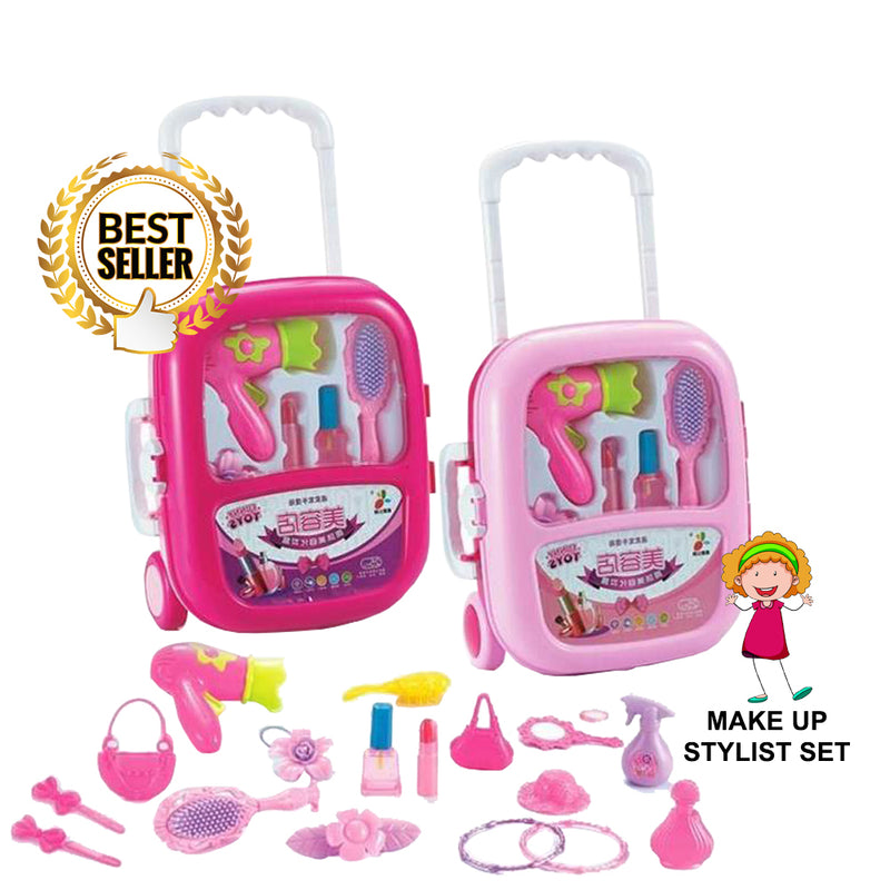 idrop Make Up Stylist Cosmetics Pretend Play Toy Set With Trolley For Kids Children