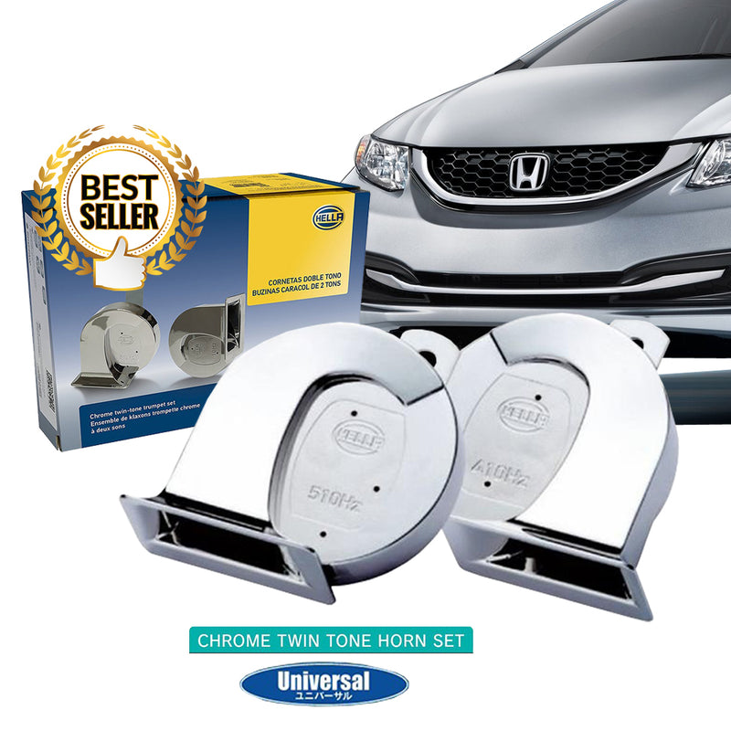 idrop HELLA - Chrome Twin Tone 12V Style Range Car Vehicle Horn Set