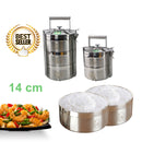 idrop 14 cm 2 Layer 3 Layer Stainless Steel Heat Insulation Lunchbox