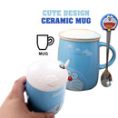 idrop 400 ml Cute Design Ceramic Cup with Lid Cover and Handle