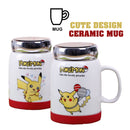 idrop POKEMON - 500 ml Cute Design Ceramic Cup with Stainless Steel Lid Cover and Handle