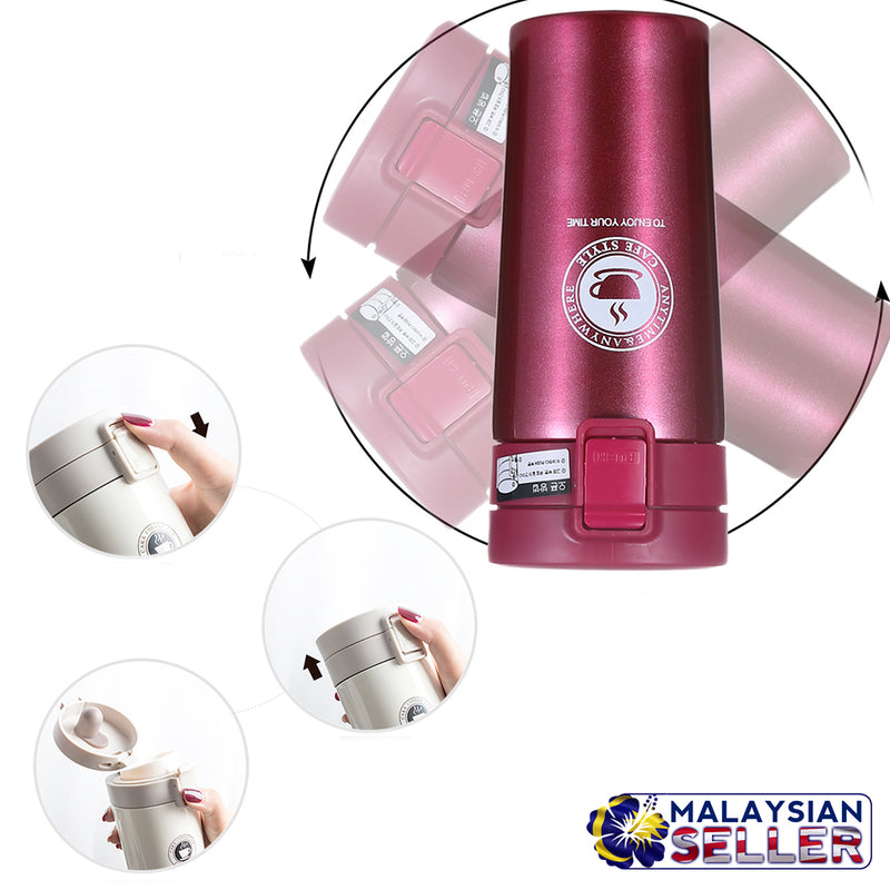 idrop 360ml Travel Steel Vacuum Insulated Bottle with Pop Up Lid