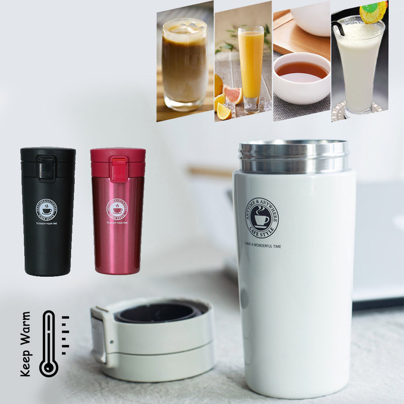 idrop 360ml Travel Steel Vacuum Insulated Bottle with Pop Up Lid