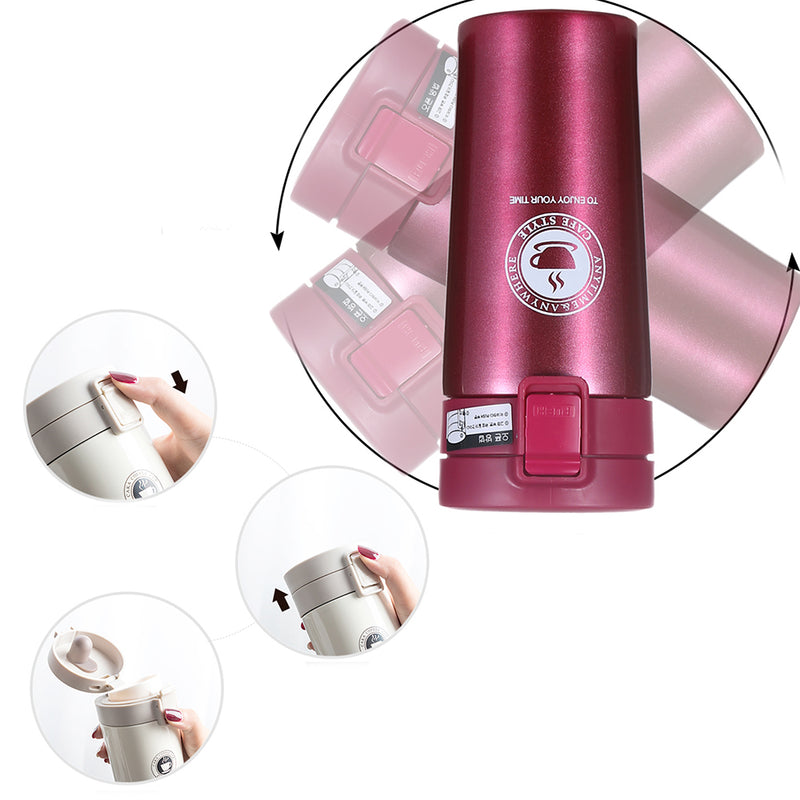 idrop 360ml Travel Steel Vacuum Insulated Bottle with Pop Up Lid