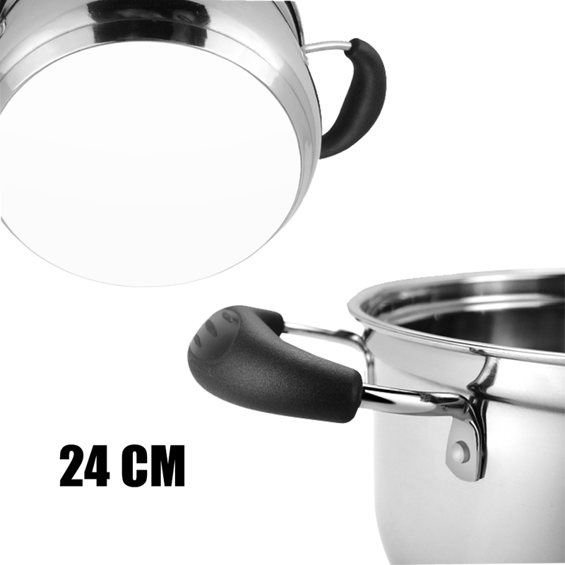 idrop 24 cm Double Ear Single Handle Stainless Steel Stock Pot