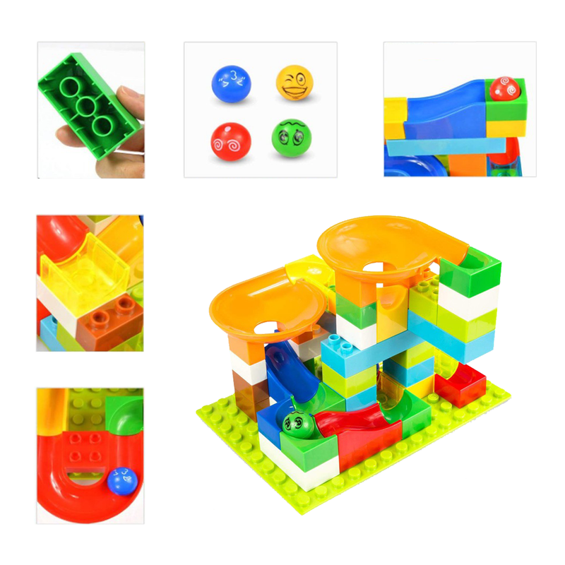 idrop High Quality Deluxe Set Building Blocks 97 Pieces Marble Run Construction Toys Puzzle Race Track For Kid