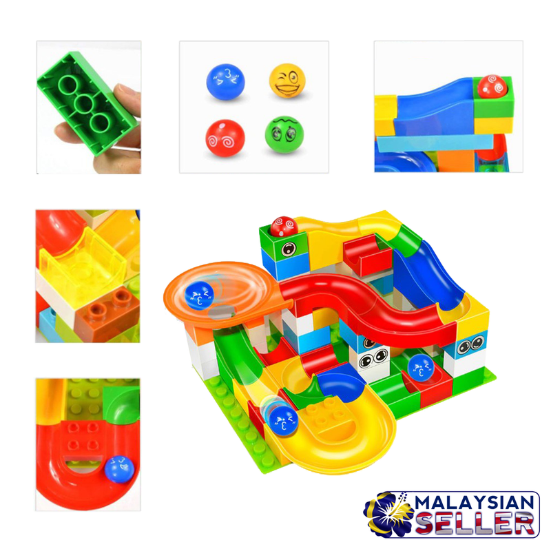idrop High Quality Colorful Marble Run Building Blocks Construction Puzzle Race Track Set Toys for Kids Children