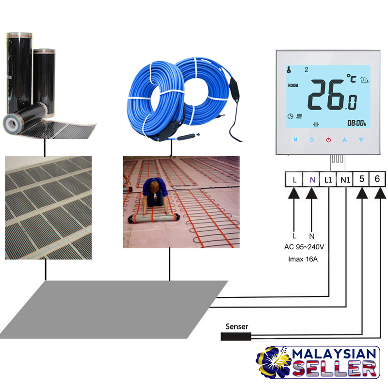 idrop Smart App Remote Control Heating System WiFi Electric Floor Heating Room (BHT-1000-GBLW)