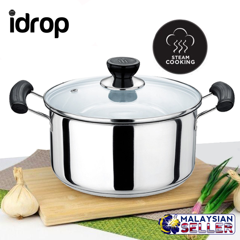 idrop High Quality Kitchenware Multipurpose Stainless Steel Steam Pot 20 cm [BUY 1 FREE 1]