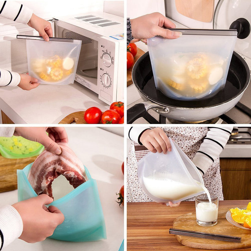 idrop Reusable Preservation Silicone Food Storage Bag Container for Freezer, Microwave, Vegetable, Meat, Snack