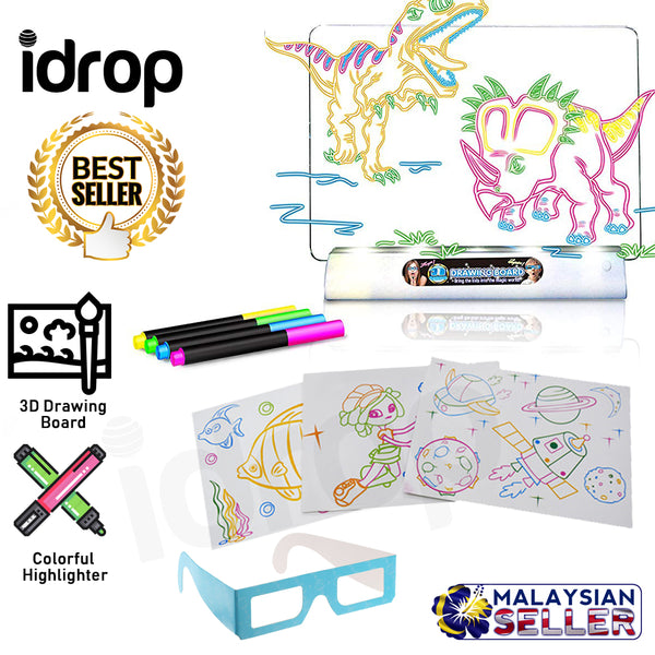 idrop Creative Children 3D LED Graffiti Drawing Board for Education Learning