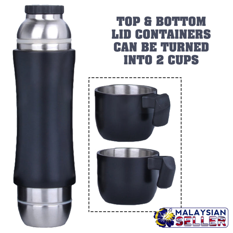idrop 500 ml Stainless Steel Double Cup Big Handle Vacuum Thermal Flask