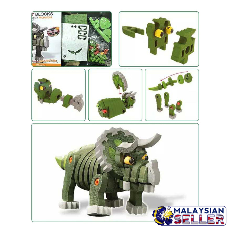 idrop Triceratops Dinosaurs Foam EVA Building Block Toy Set For Kids And Children