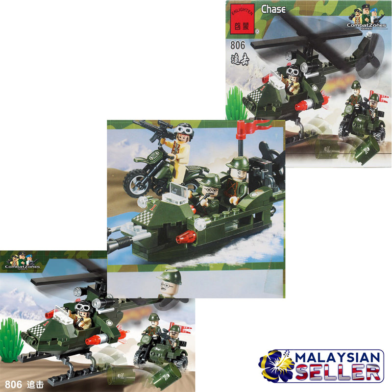 idrop 119 Pcs Helicopter Heli Warfare Green Creative Building Block Toy Set For Kids Children